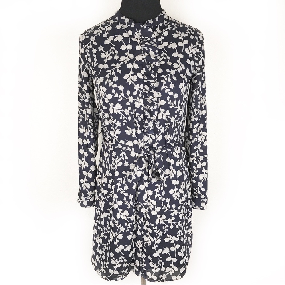 BANANA REPUBLIC | Navy Floral Long Sleeve Midi 00